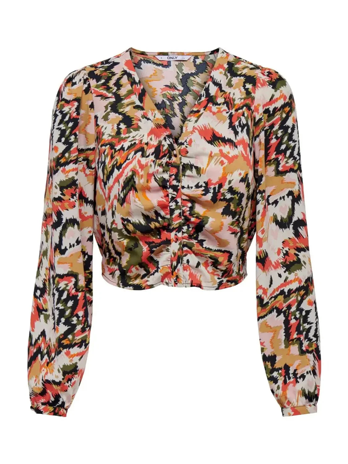Blusa Corta Fruncida Estampada Only | Bicos de Fío