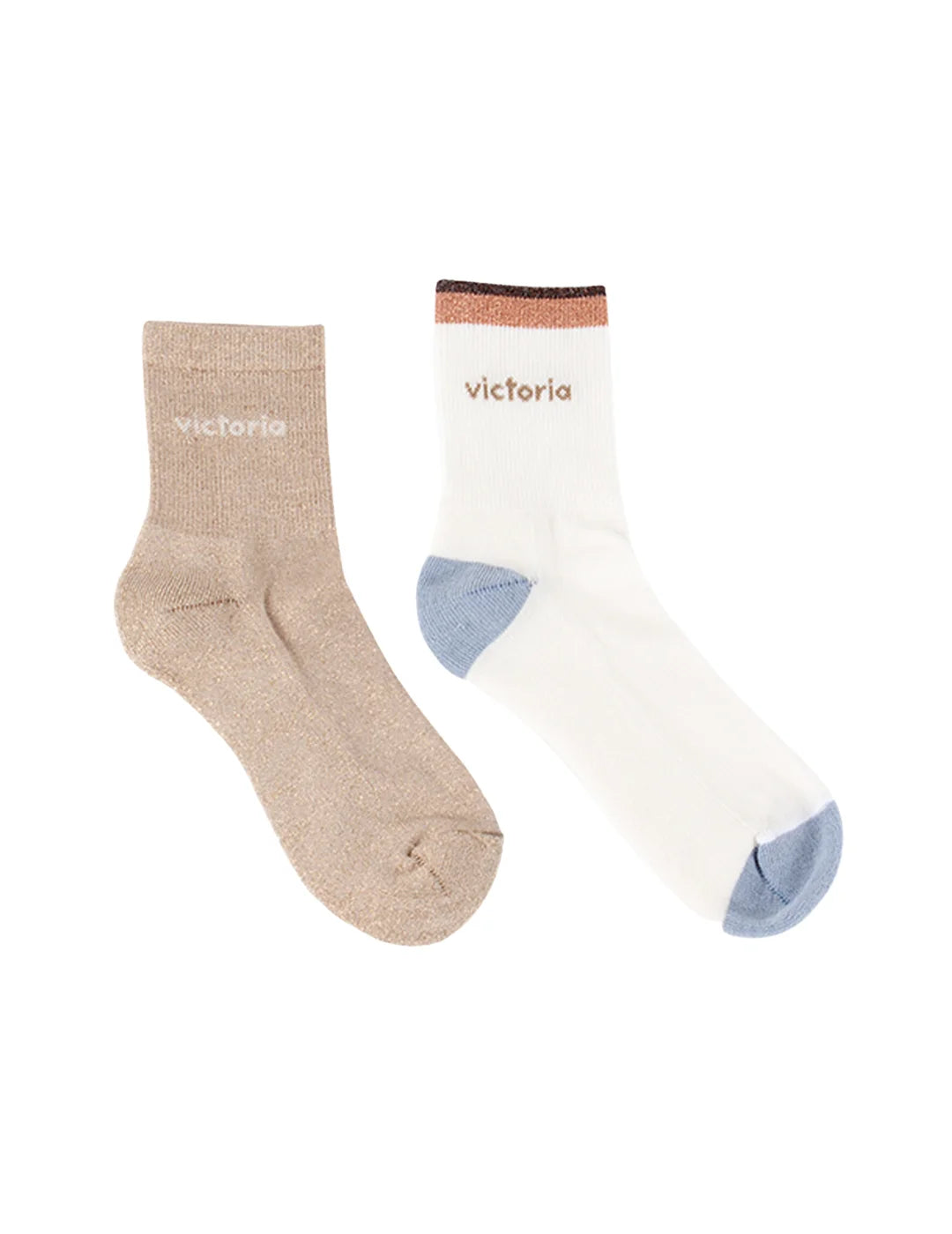 Calcetines Mujer Victoria Lurex Beige-Blanco | Bicos de Fío