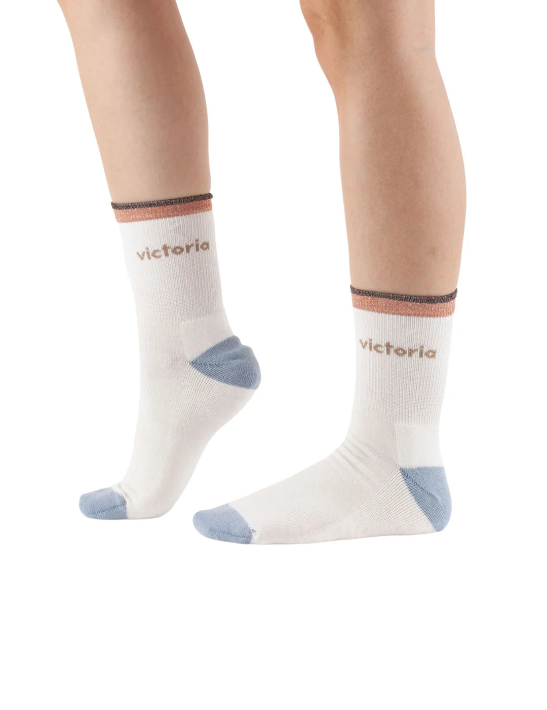Calcetines Mujer Victoria Lurex Beige-Blanco | Bicos de Fío