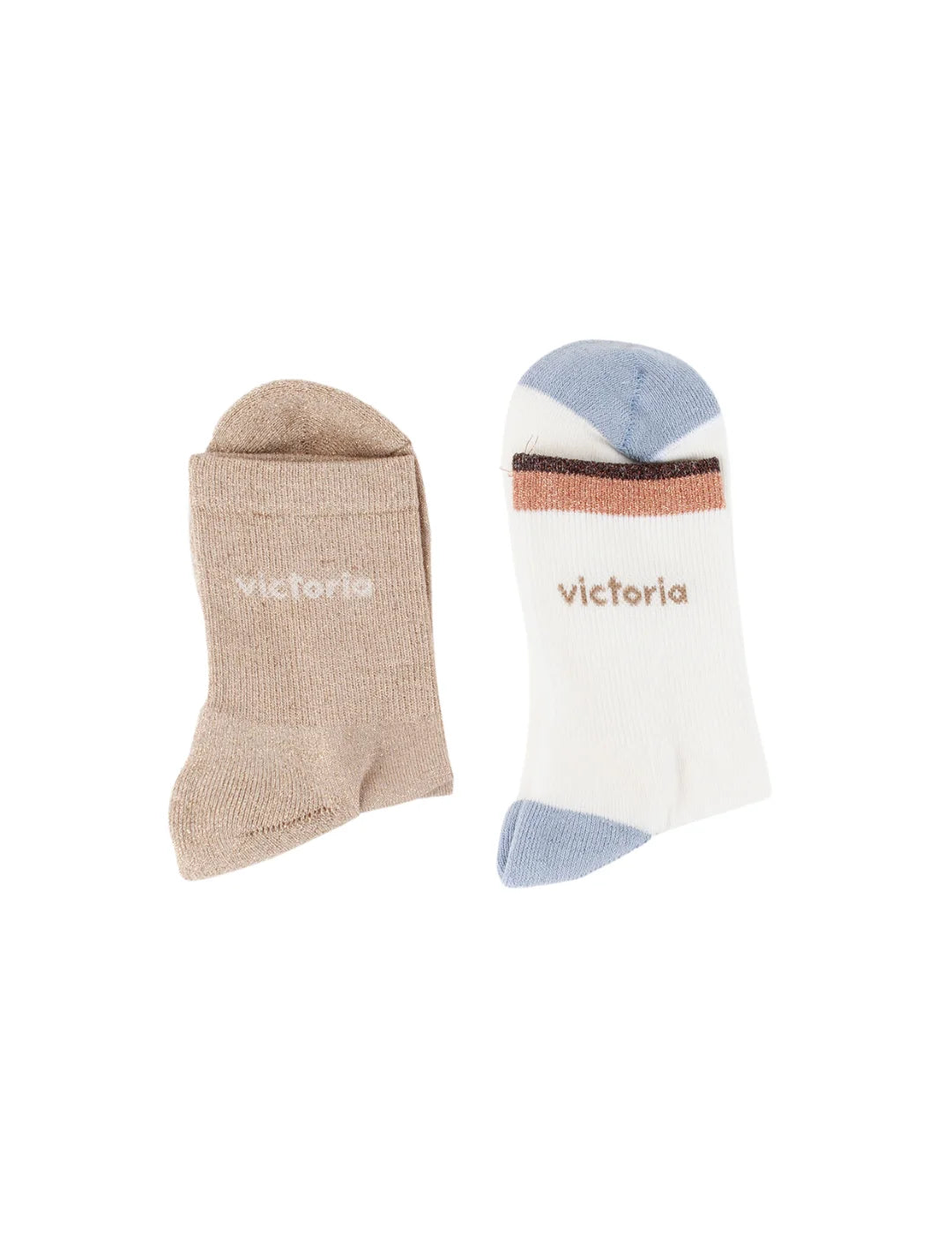 Calcetines Mujer Victoria Lurex Beige-Blanco | Bicos de Fío