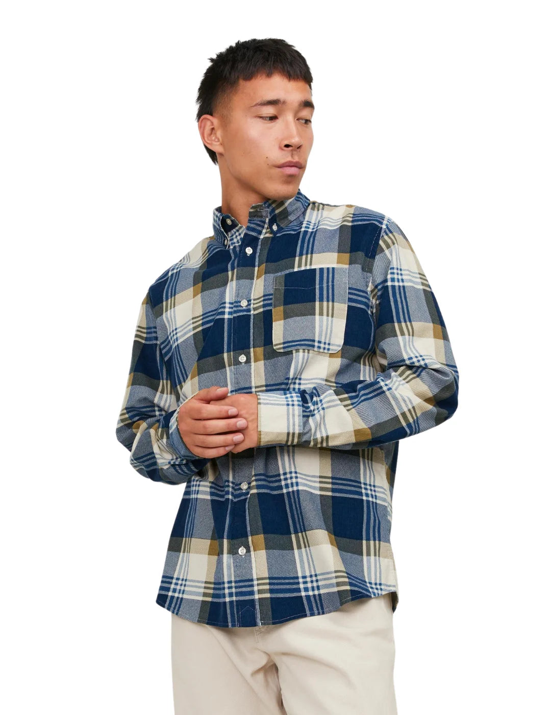 Camisa de Cuadros Jack and Jones Azul | Bicos de Fío