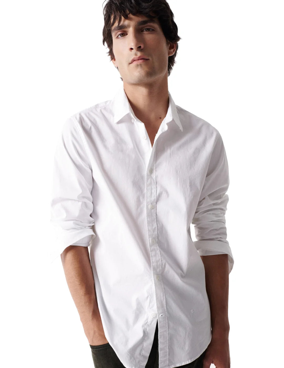 Camisa Lisa Elástica Salsa Blanco | Bicos de Fío