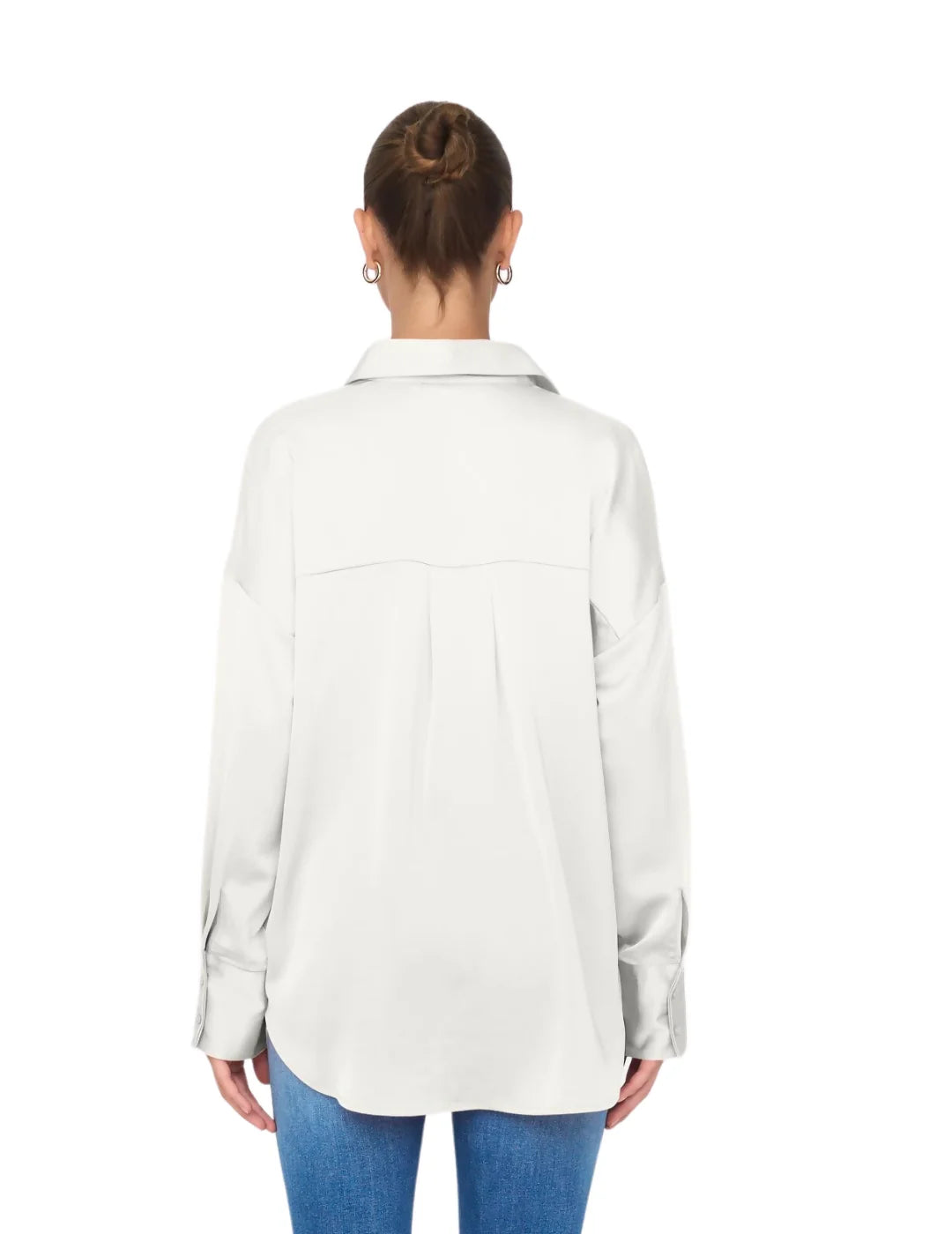 Camisa Satinada Oversize Only Blanco | Bicos de Fío