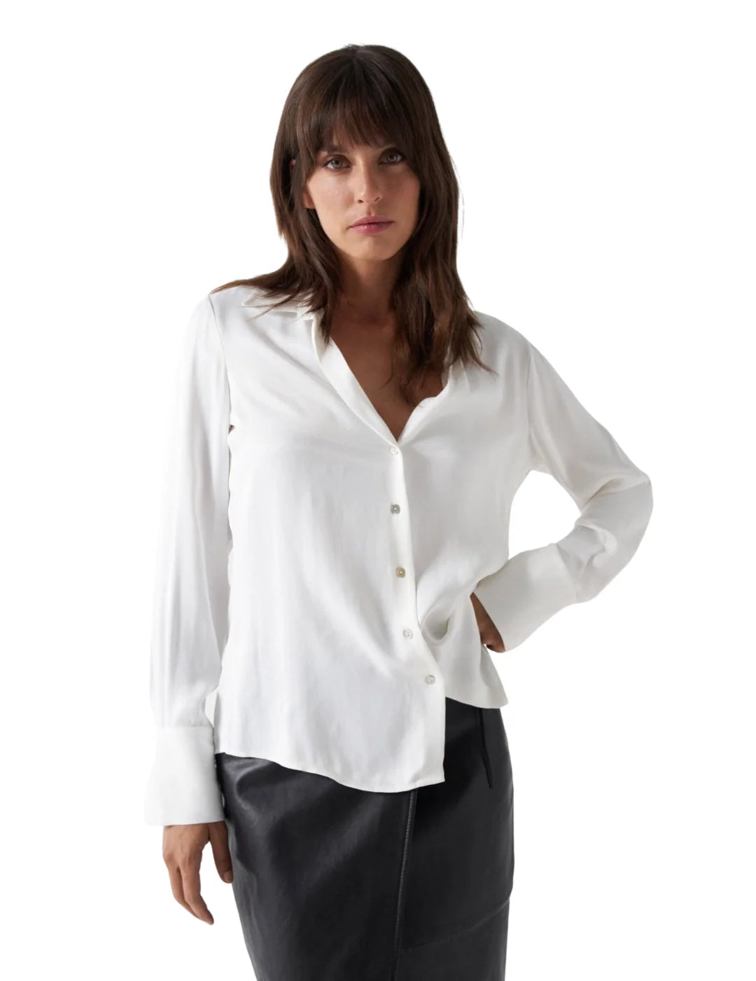 Camisa Satinada Mujer Salsa Blanco | Bicos de Fío