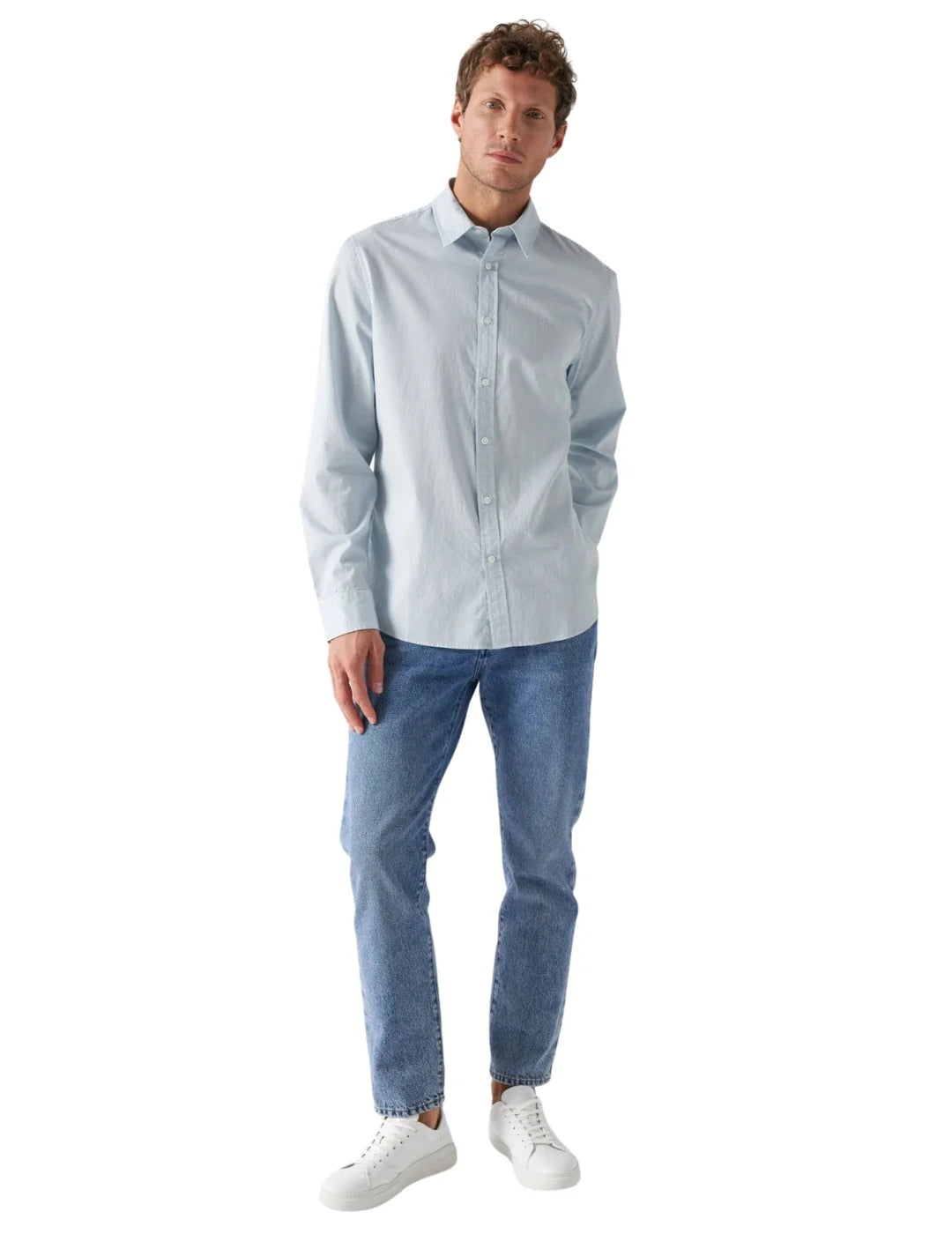 Camisa Azul Manga Larga Lisa Salsa | Bicos de Fío