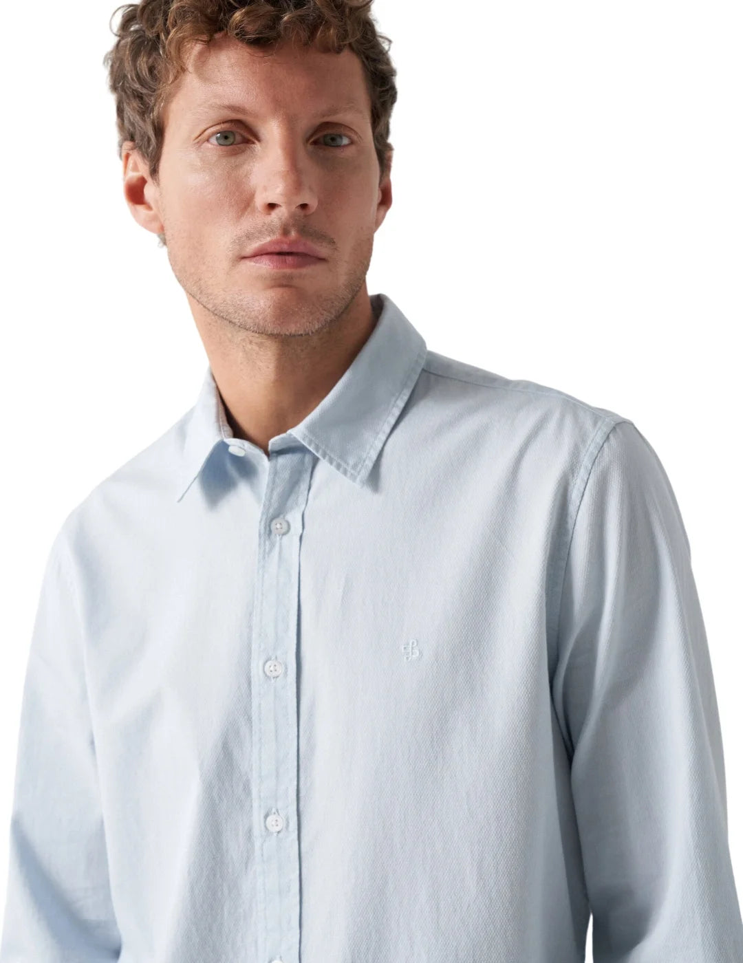 Camisa Azul Manga Larga Lisa Salsa | Bicos de Fío