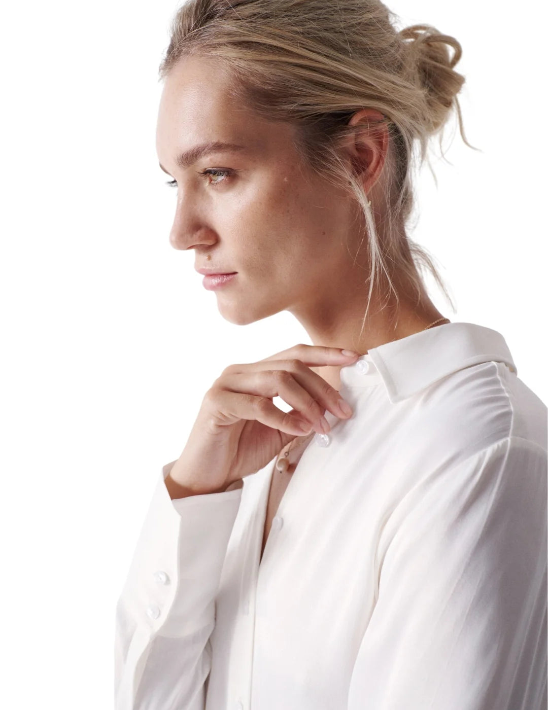 Camisa Blanca Lisa Satinada Salsa | Bicos de Fío