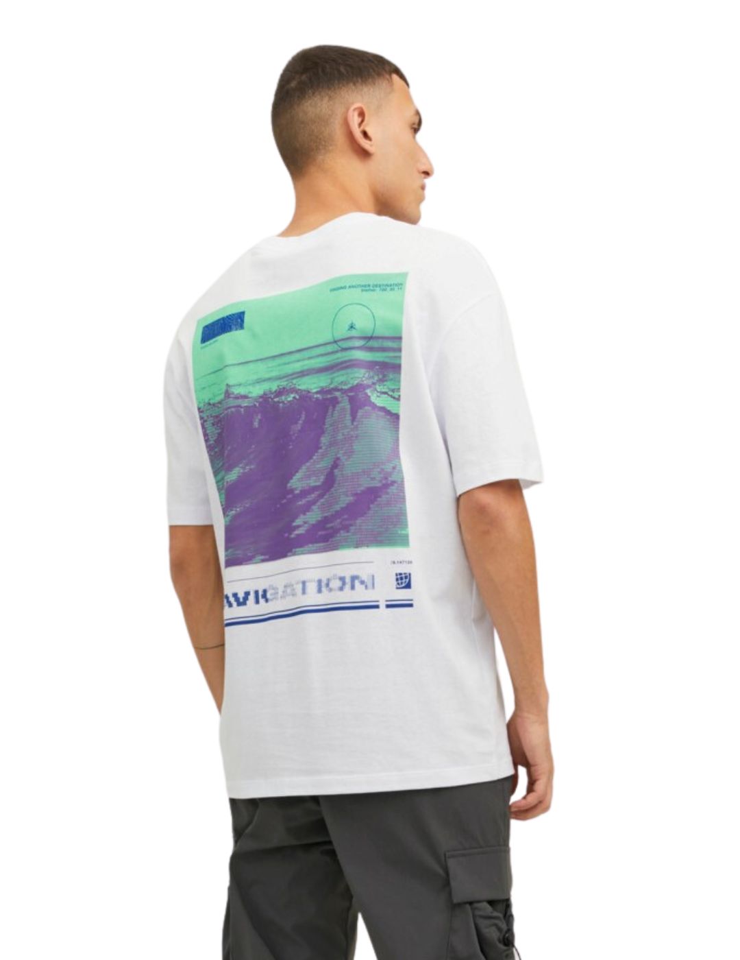 Camiseta blanca estampada Jack and Jones Digitalized | Bicos de Fío