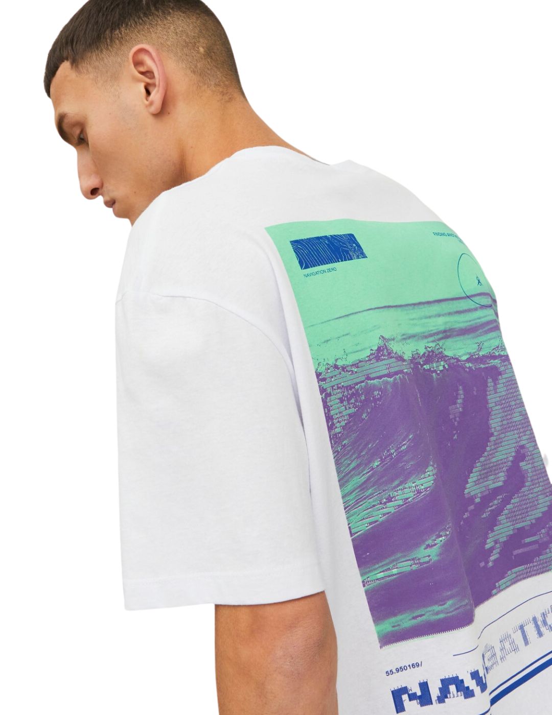 Camiseta blanca estampada Jack and Jones Digitalized | Bicos de Fío