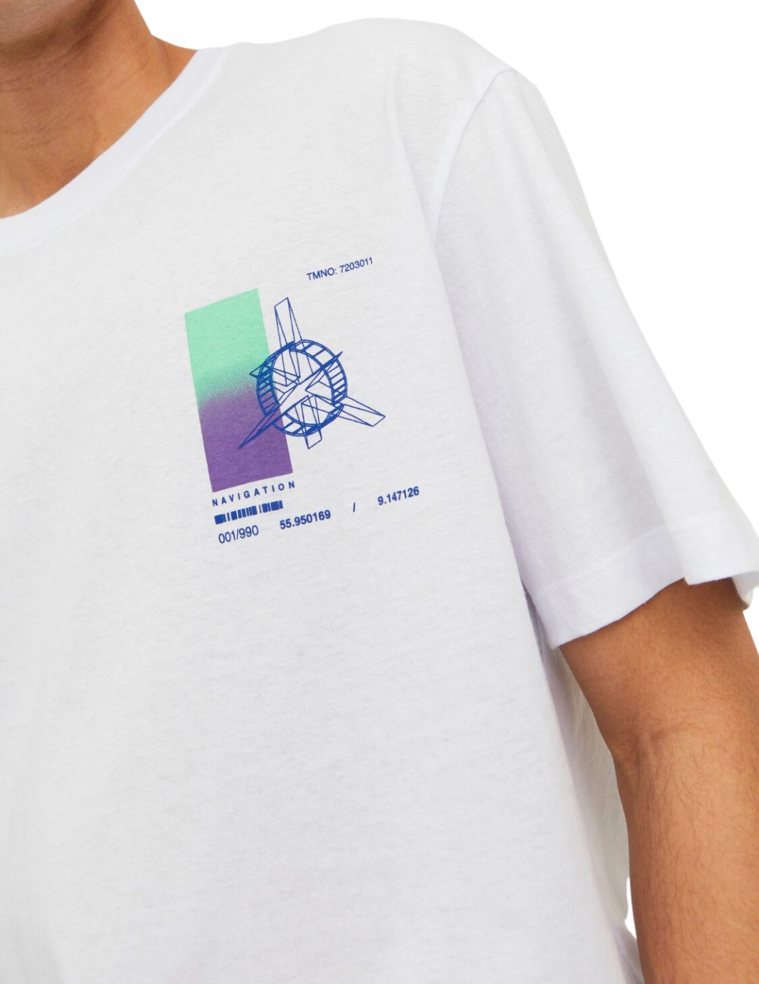 Camiseta blanca estampada Jack and Jones Digitalized | Bicos de Fío