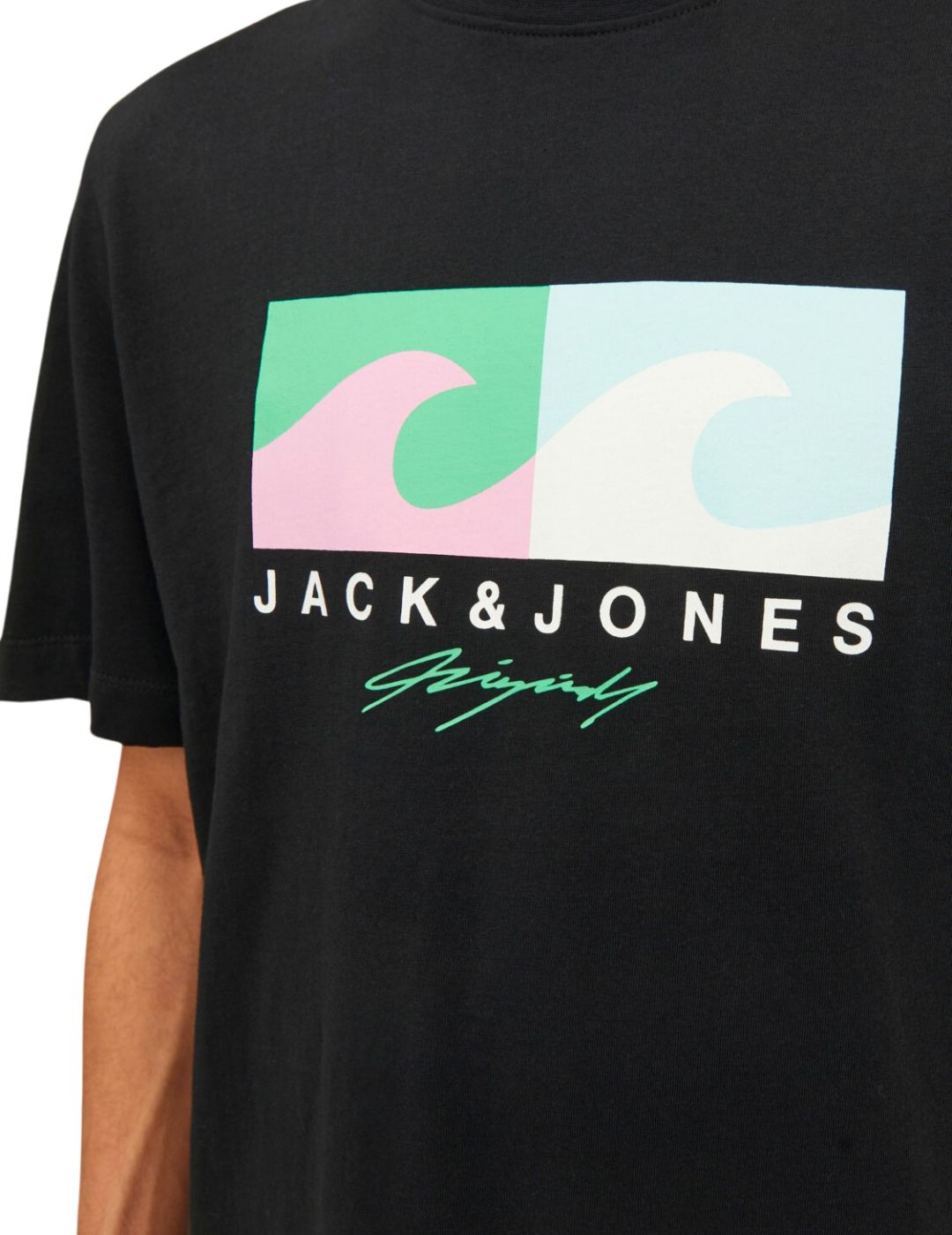 Camiseta negra estampada Jack and Jones Tulum | Bicos de Fío