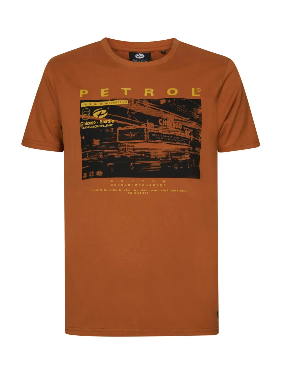 Camiseta Marrón Manga Corta Print Petrol Industries | Bicos de Fío