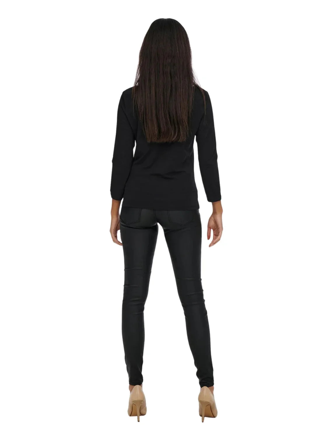 Top Cuello Barco Manga 3/4 Only Fifi Negro | Bicos de Fío
