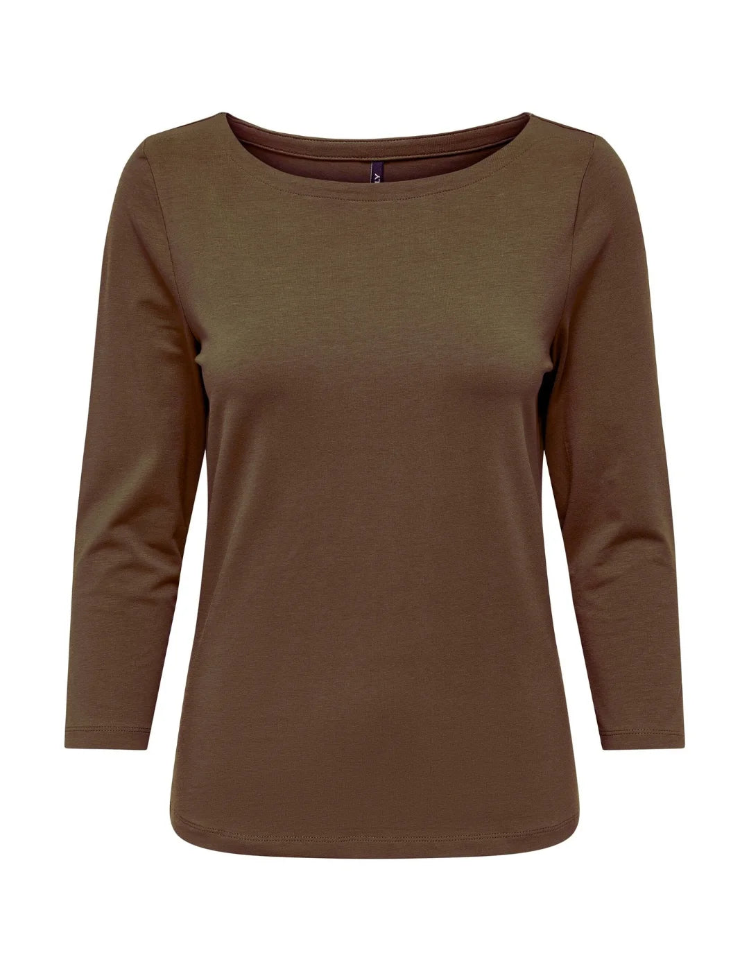 Top Cuello Barco Manga 3/4 Only Fifi Marrón | Bicos de Fío
