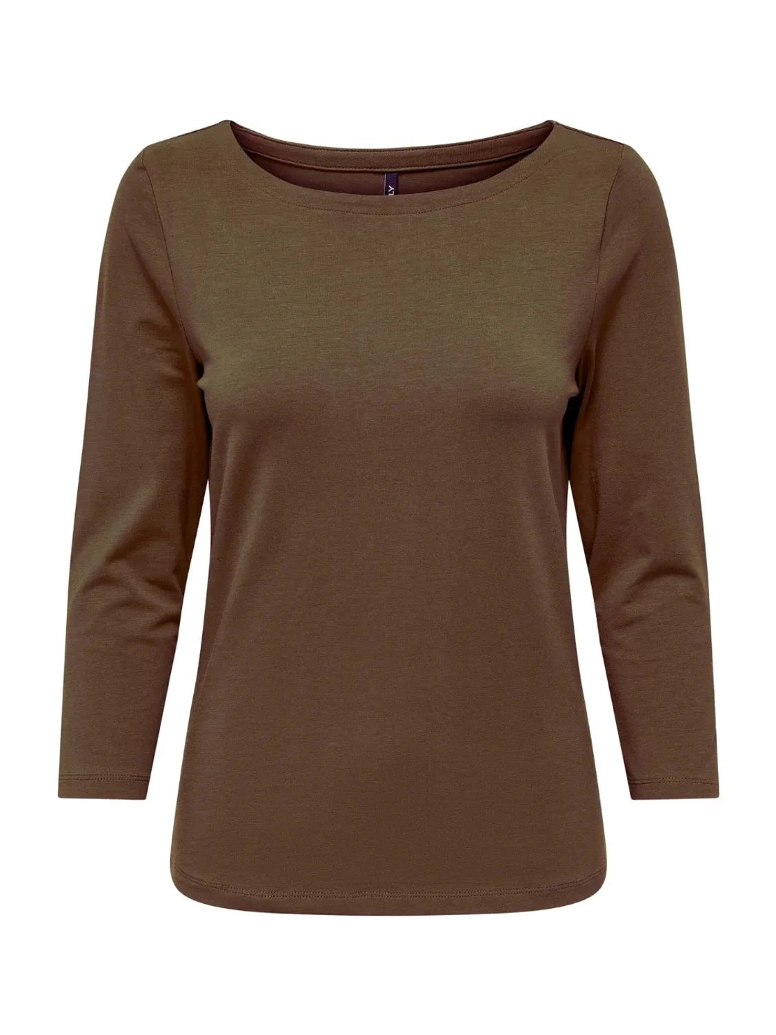 Top Cuello Barco Manga 3/4 Only Fifi Marrón | Bicos de Fío