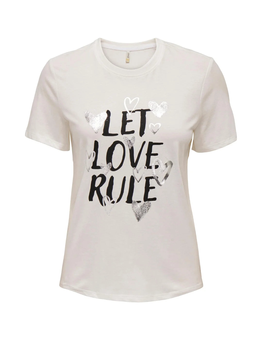 Camiseta Manga Corta Only Love Blanco | Bicos de Fío