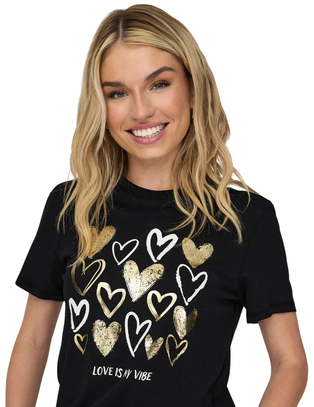 Camiseta Manga Corta Only Love Negro | Bicos de Fío