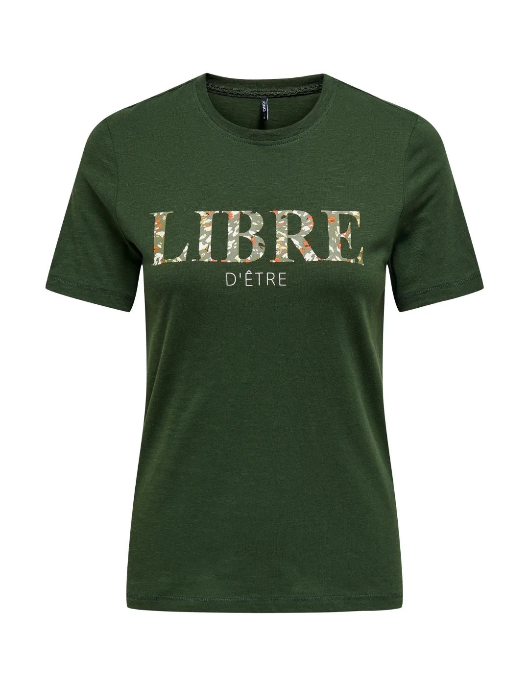 Camiseta verde de manga corta Only Philine | Bicos de Fío