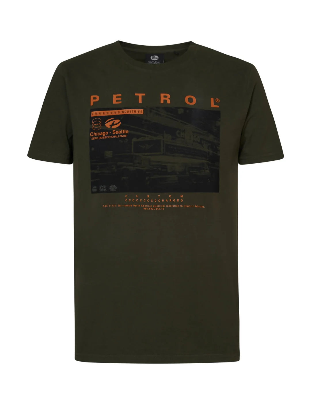 Camiseta Khaki Manga Corta Print Petrol Industries | Bicos de Fío