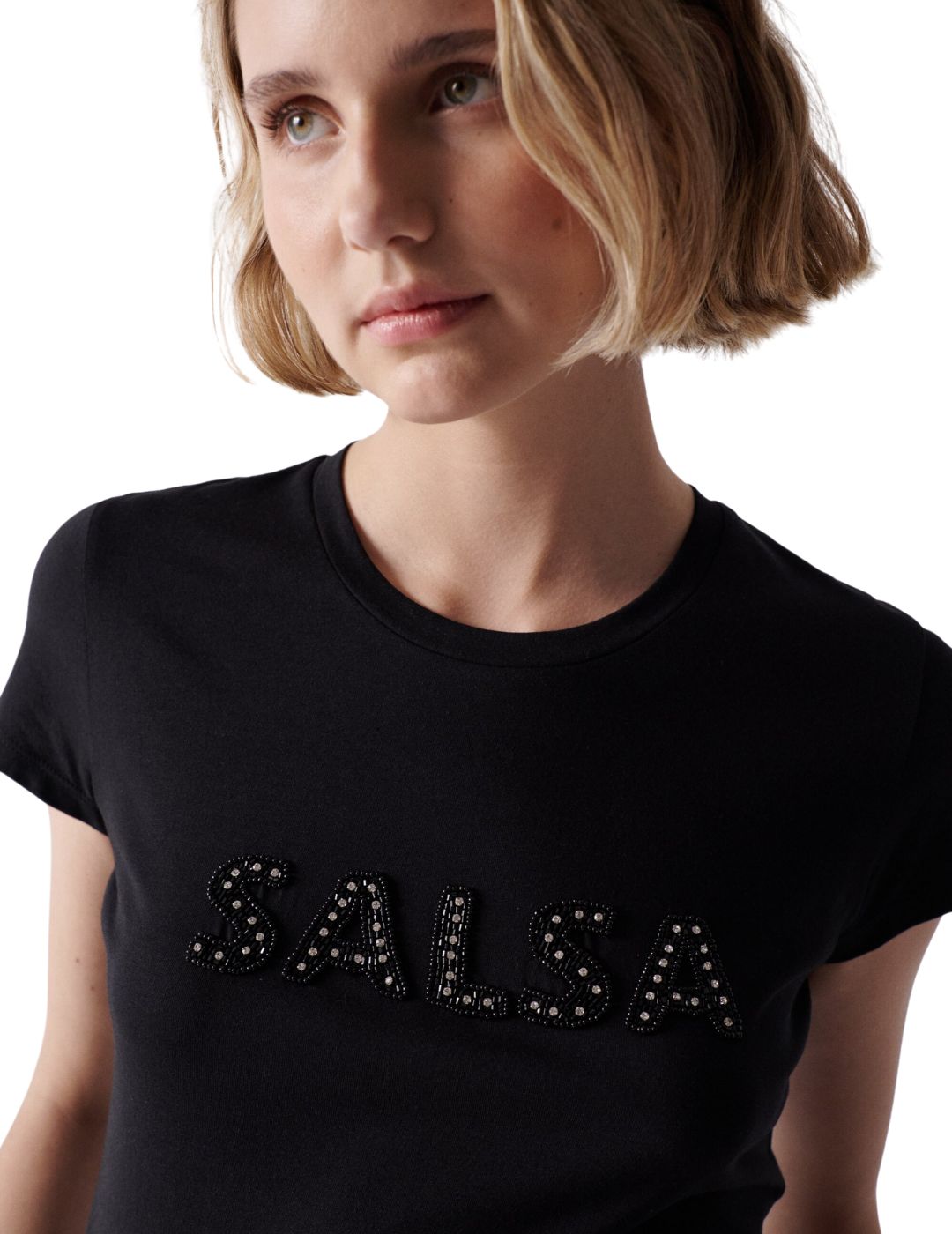 Camiseta negra Salsa branding | Bicos de Fío