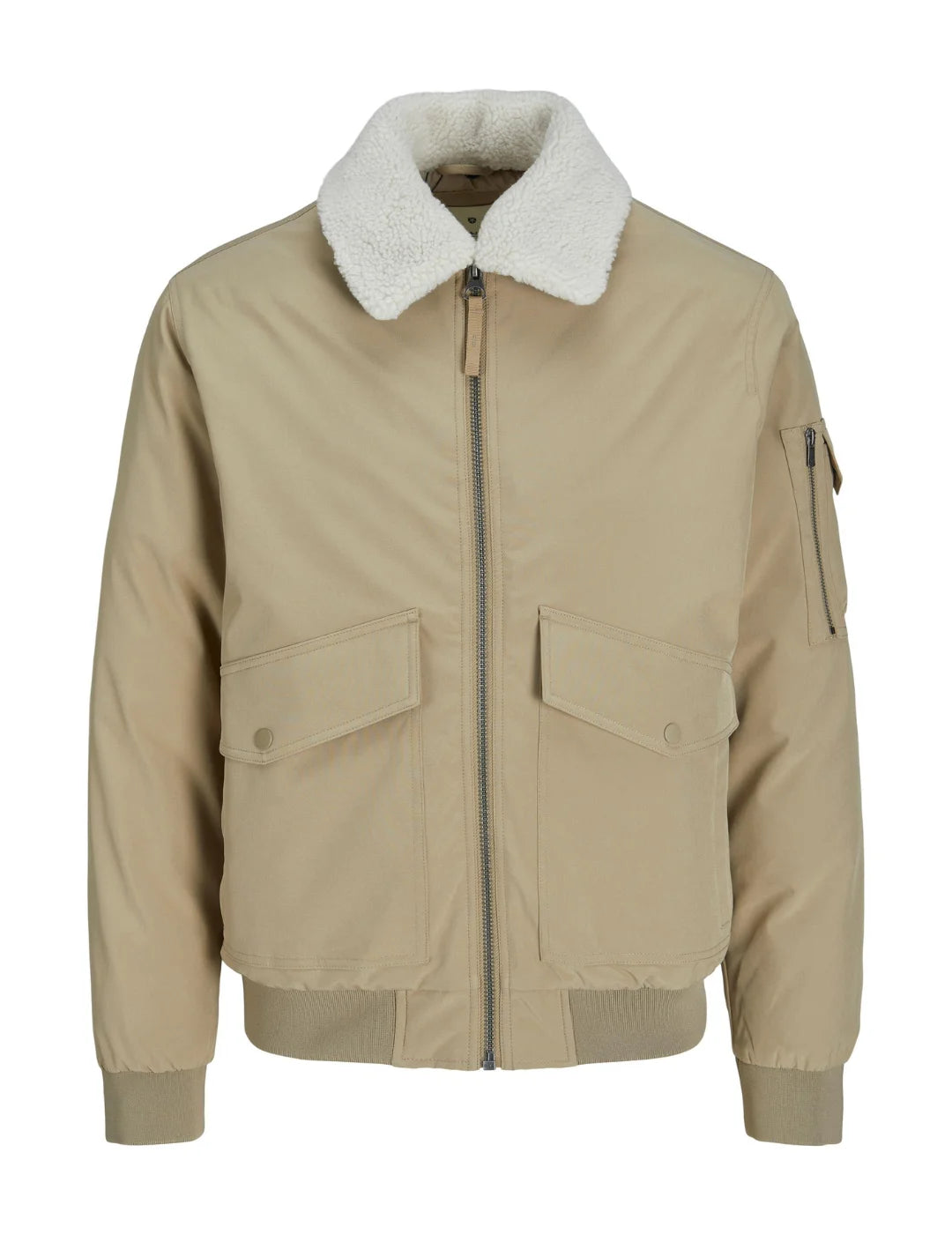 Cazadora Bomber Cuello Jack and Jones Beige | Bicos de Fío