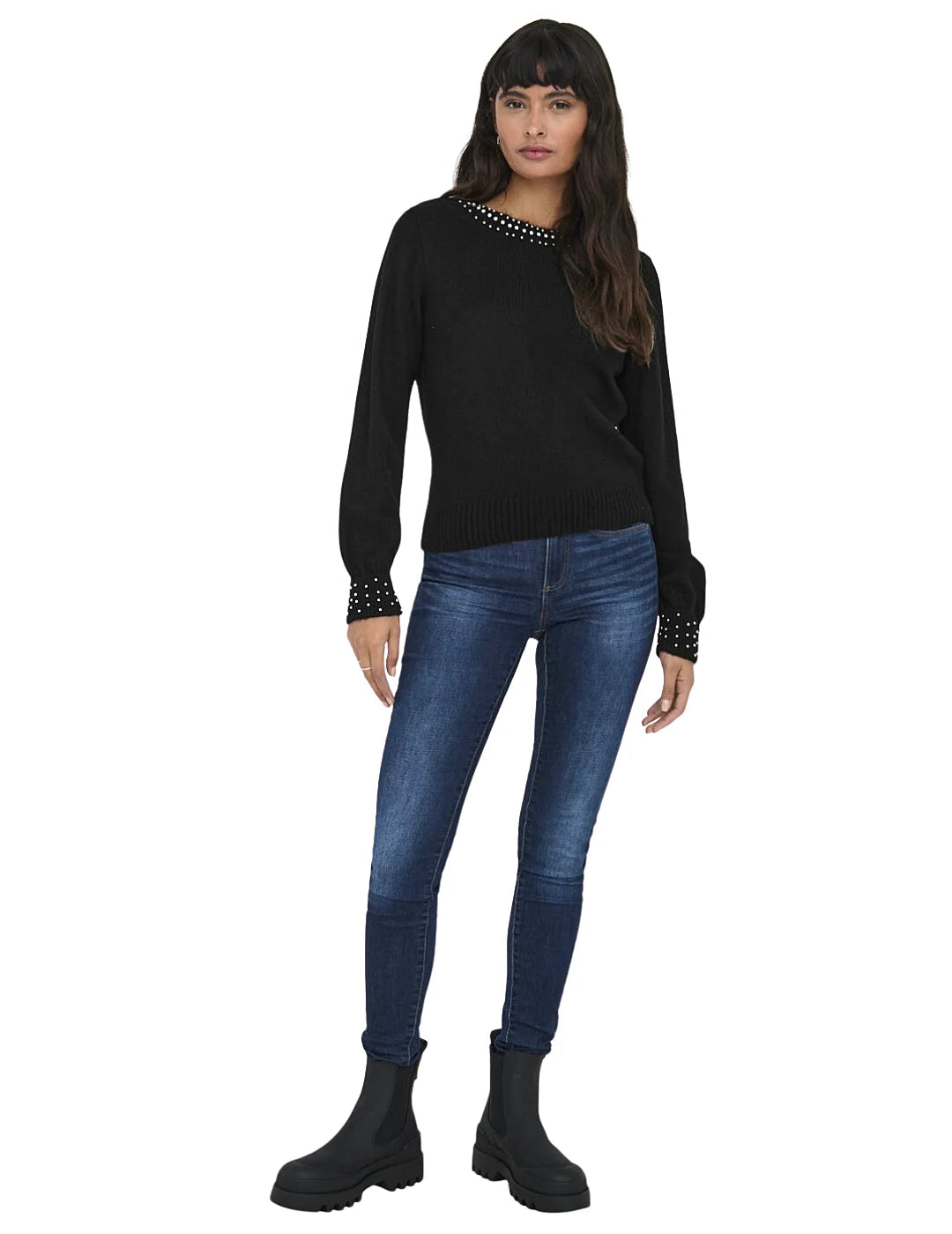 Jersey Con Borlas Only Onlalessia Negro | Bicos de Fío