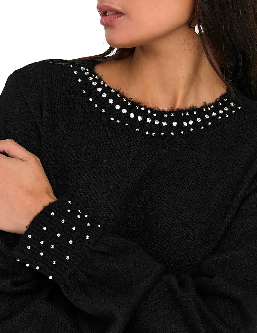 Jersey Con Borlas Only Onlalessia Negro | Bicos de Fío