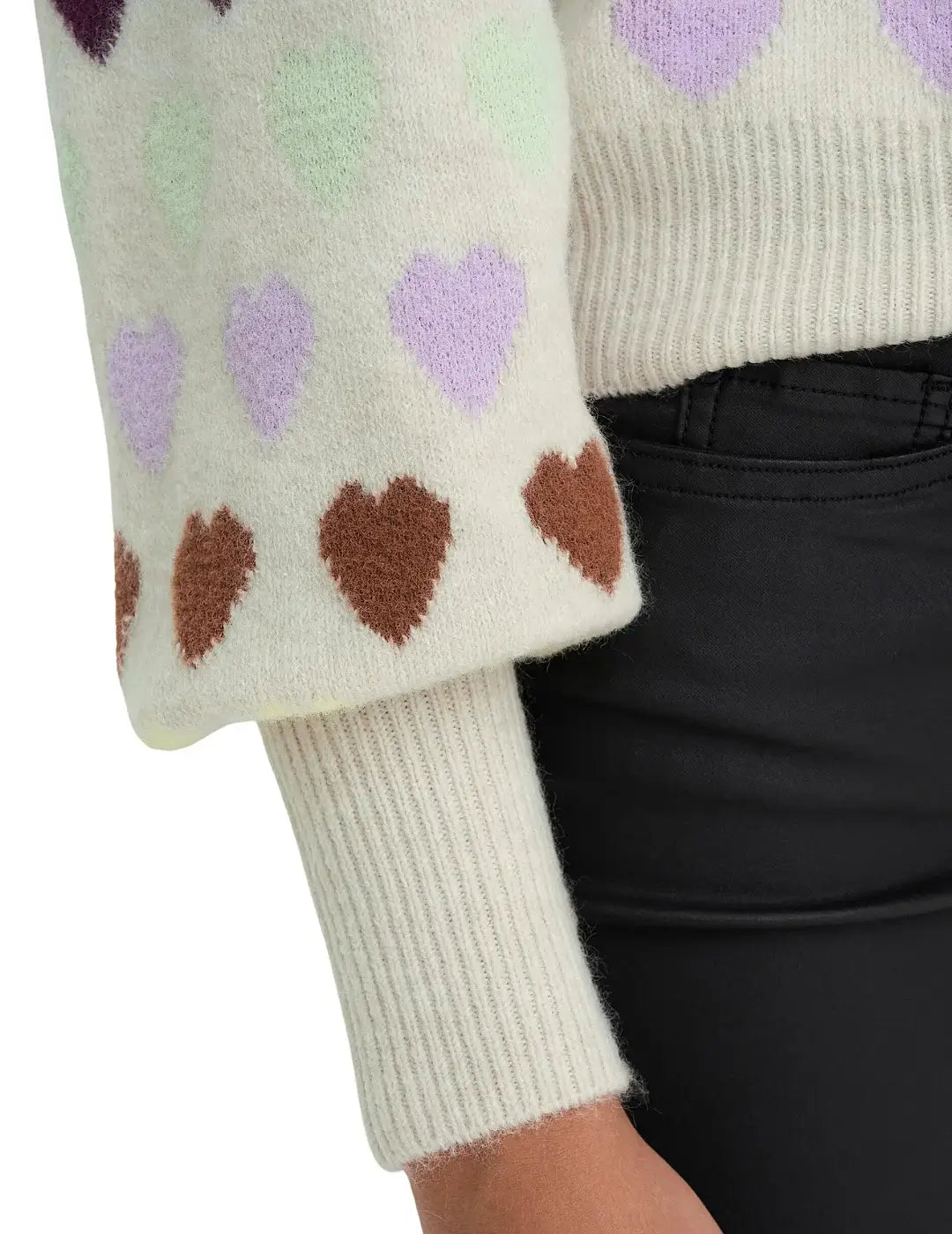 Jersey Estampado Mujer Corazones Only Beige | Bicos de Fío