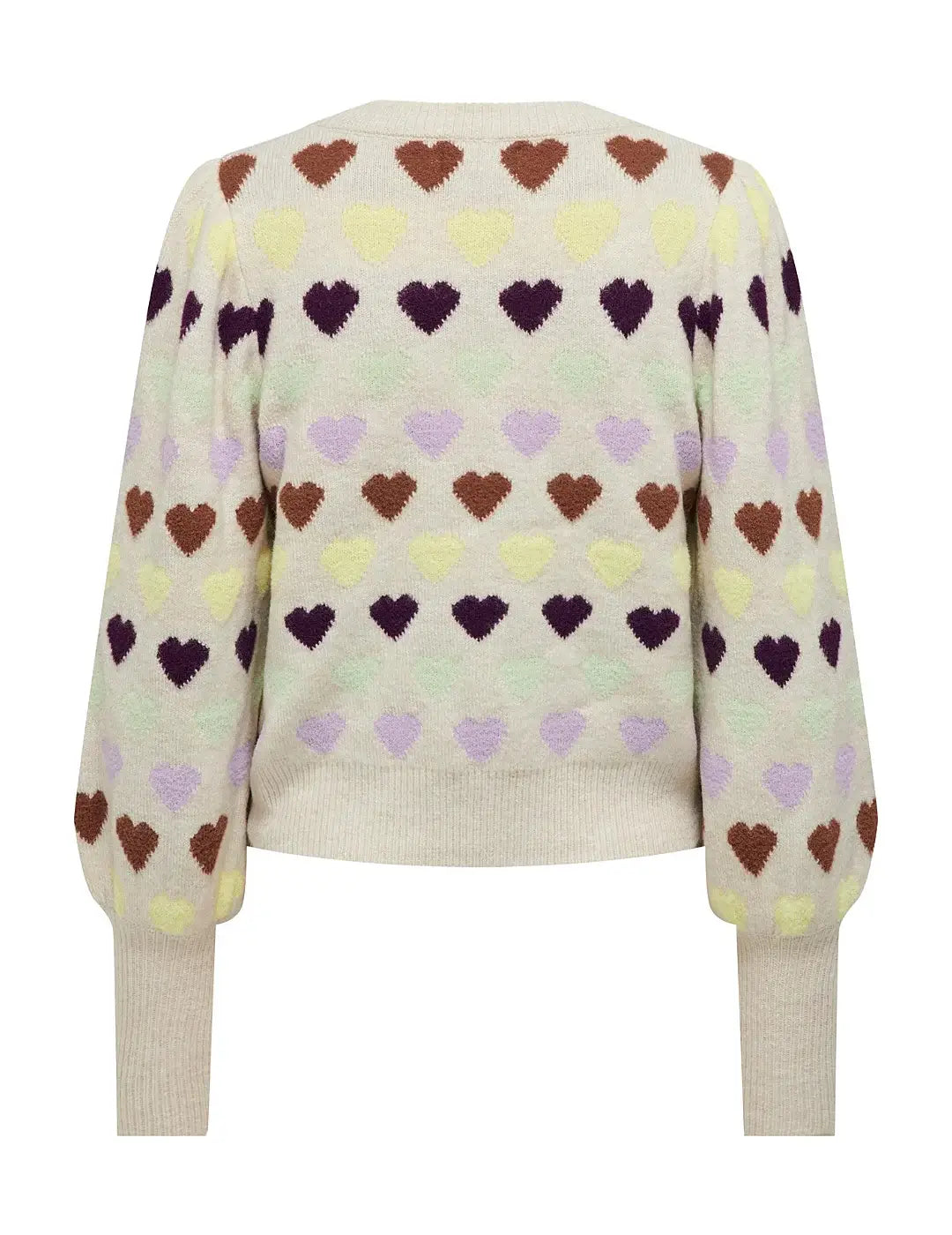 Jersey Estampado Mujer Corazones Only Beige | Bicos de Fío