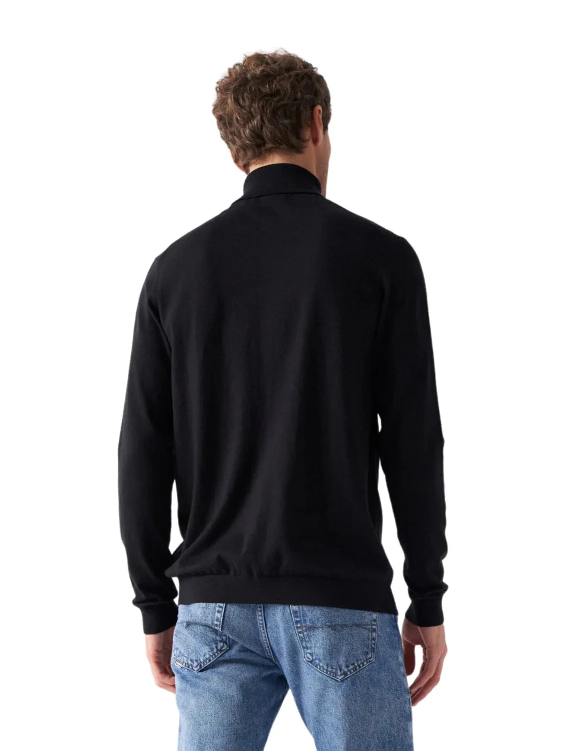 Jersey Cuello Alto Punto Fino Salsa Negro | Bicos de Fío