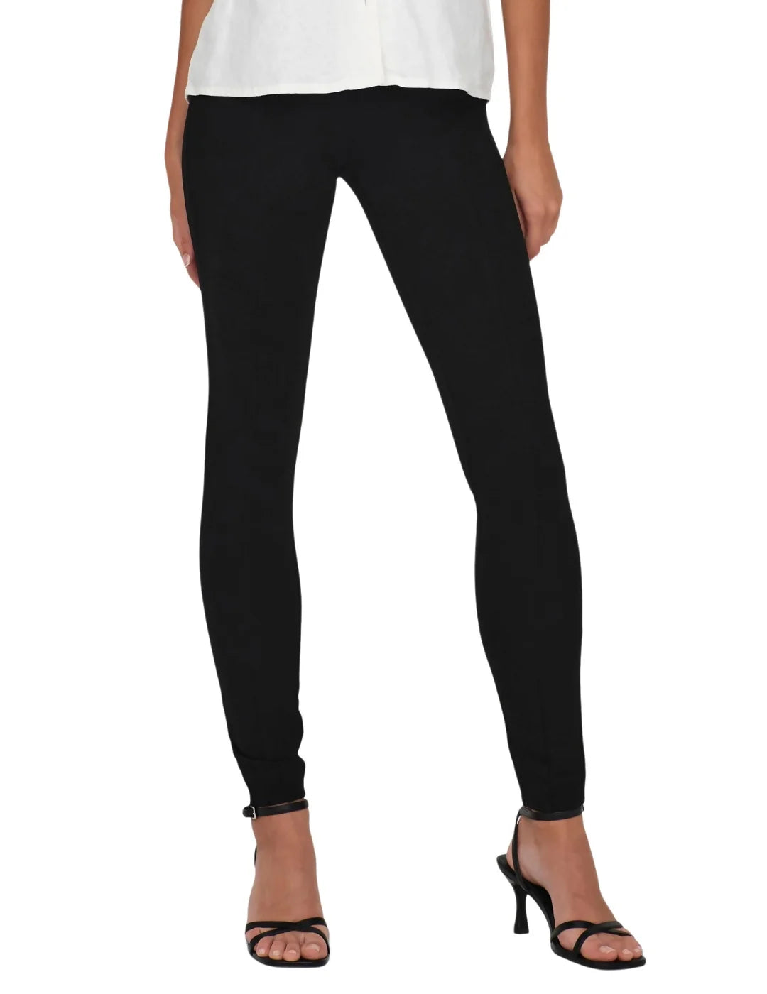 Leggings Skinny Cintura Alta Only Negro | Bicos de Fío