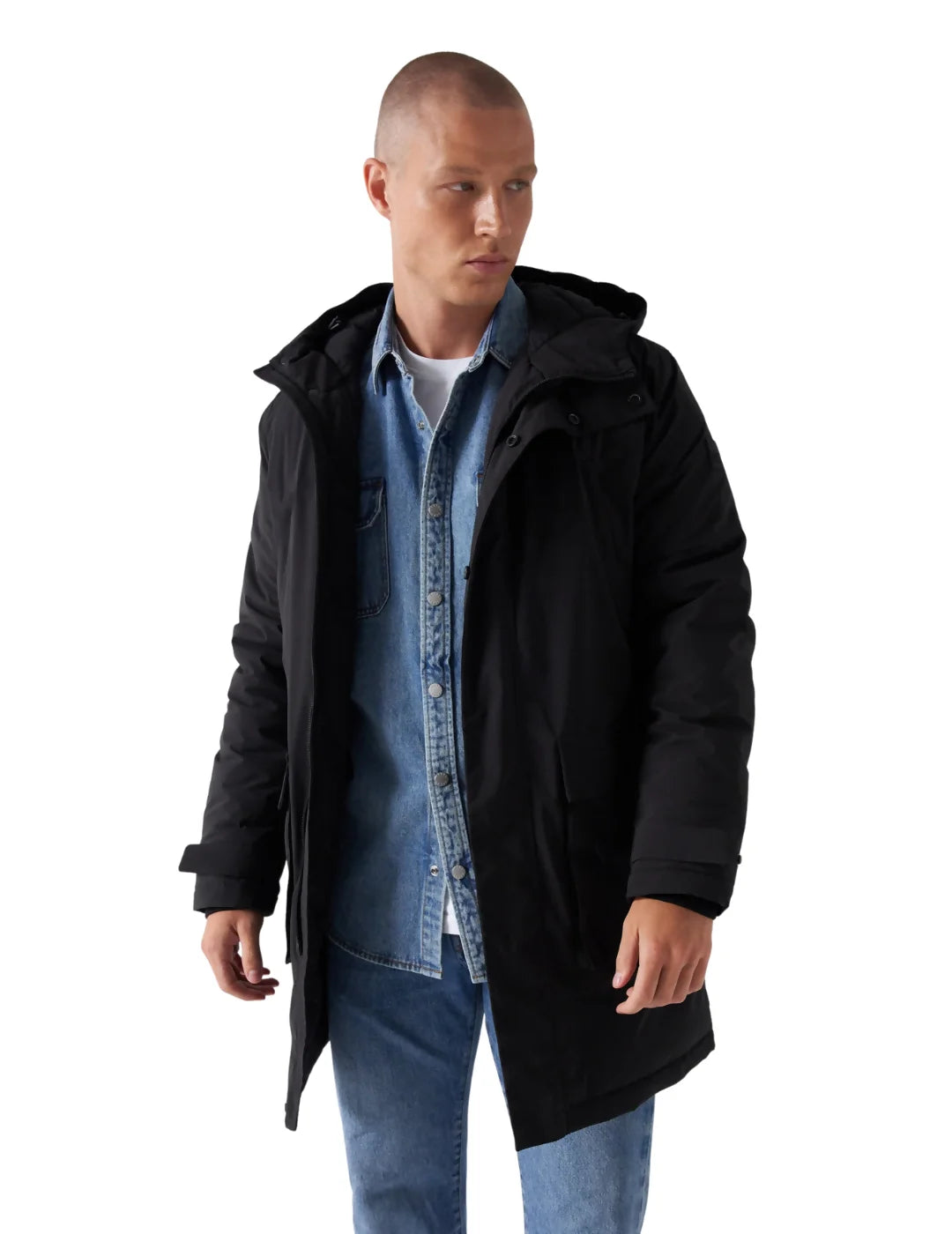 Parka Larga Acolchada Salsa Negro | Bicos de Fío
