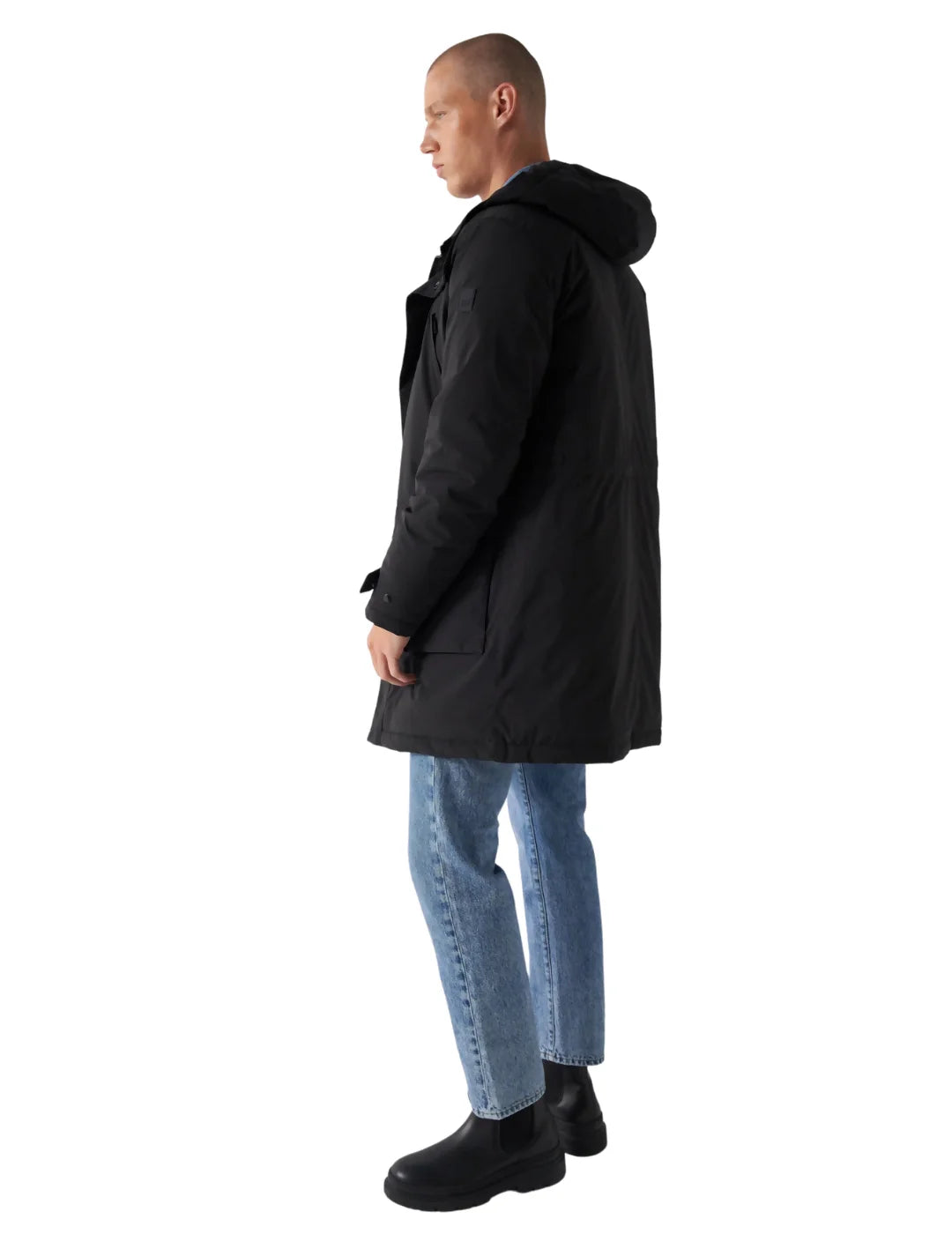 Parka Larga Acolchada Salsa Negro | Bicos de Fío