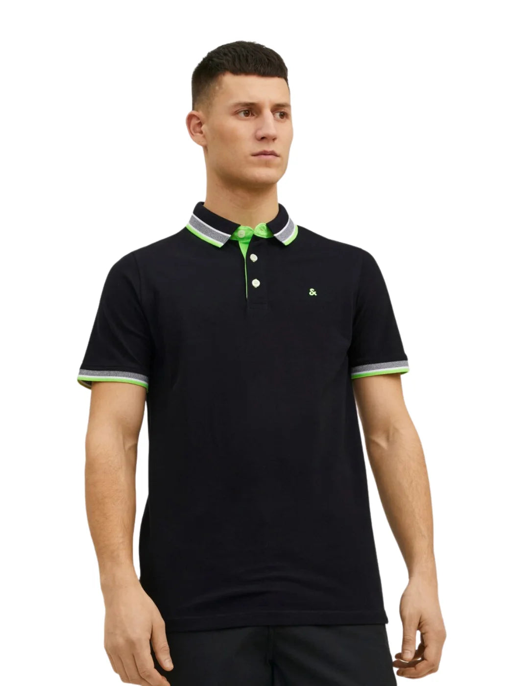 Polo Hombre Jack and Jones Neón Negro | Bicos de Fío