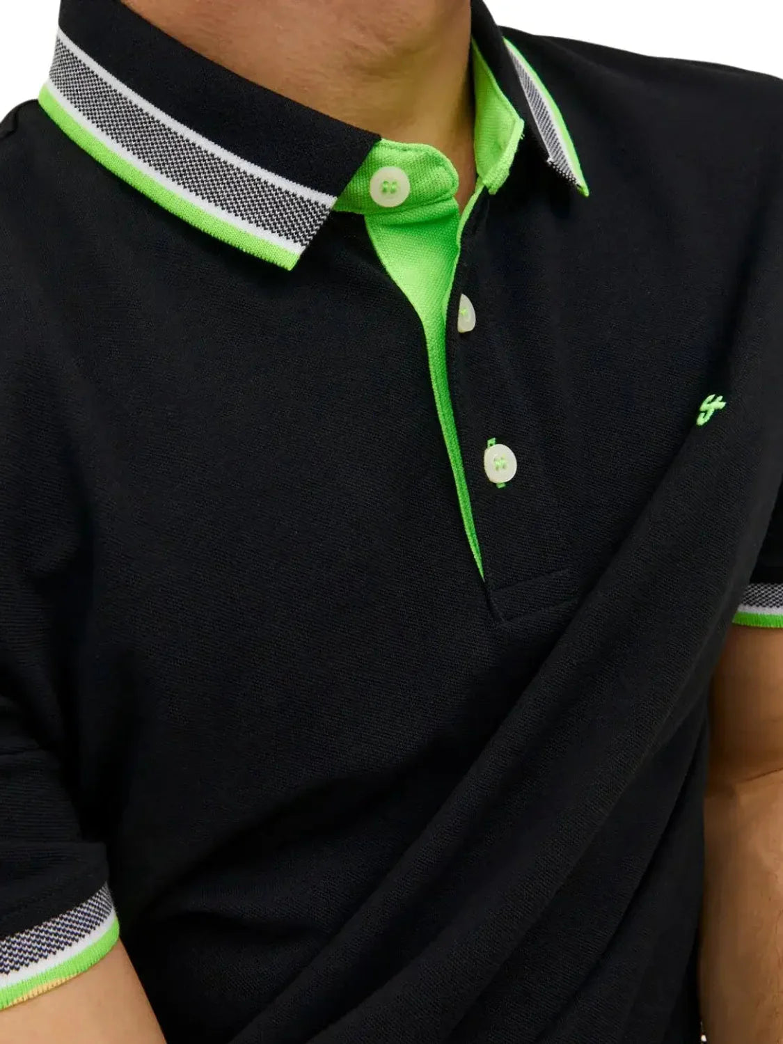 Polo Hombre Jack and Jones Neón Negro | Bicos de Fío