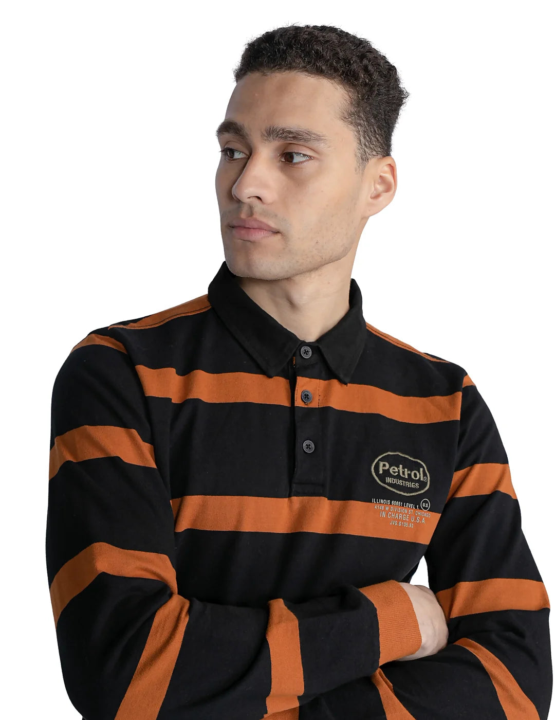Polo Manga Larga Rayas Petrol Ind. Negro | Bicos de Fío