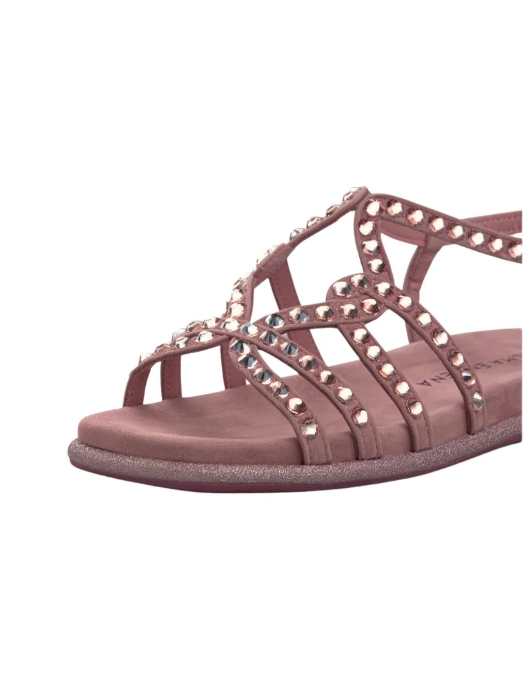Sandalia Plana Alma en Pena Pedrería Old Pink | Bicos de Fío
