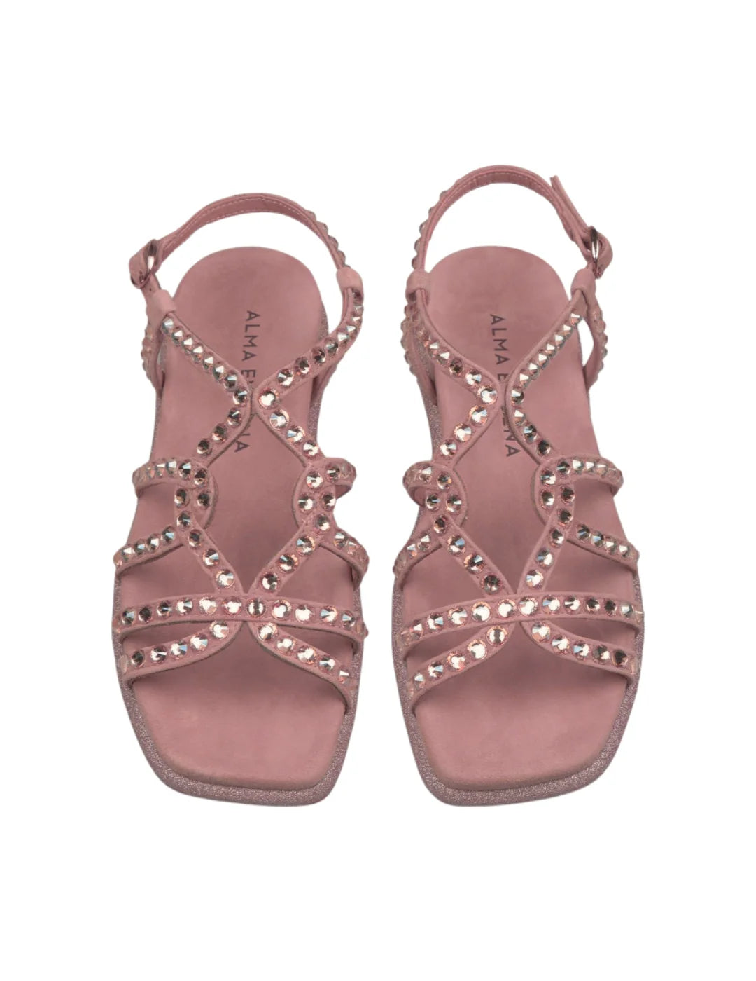 Sandalia Plana Alma en Pena Pedrería Old Pink | Bicos de Fío