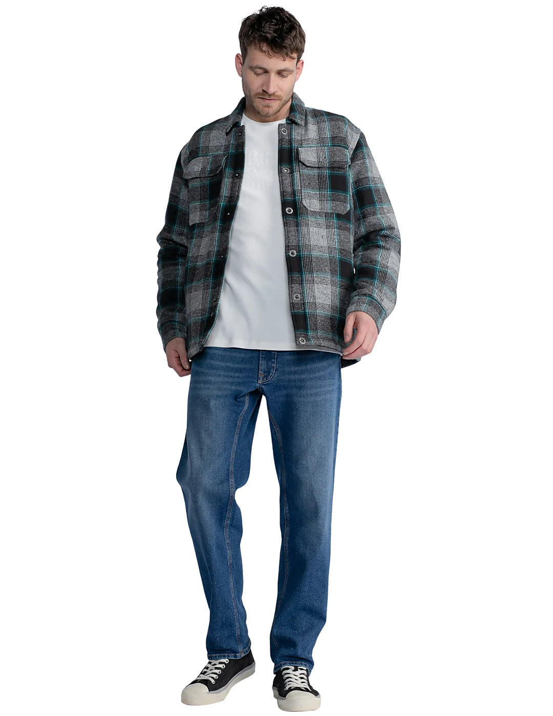 Sobrecamisa Cuadros Petrol Industries Negro | Bicos de Fío