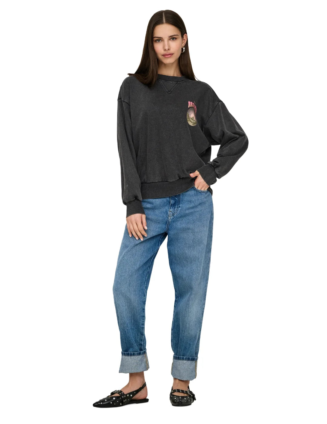 Sudadera ONLY Lucinda Mountain Negro | Bicos de Fío