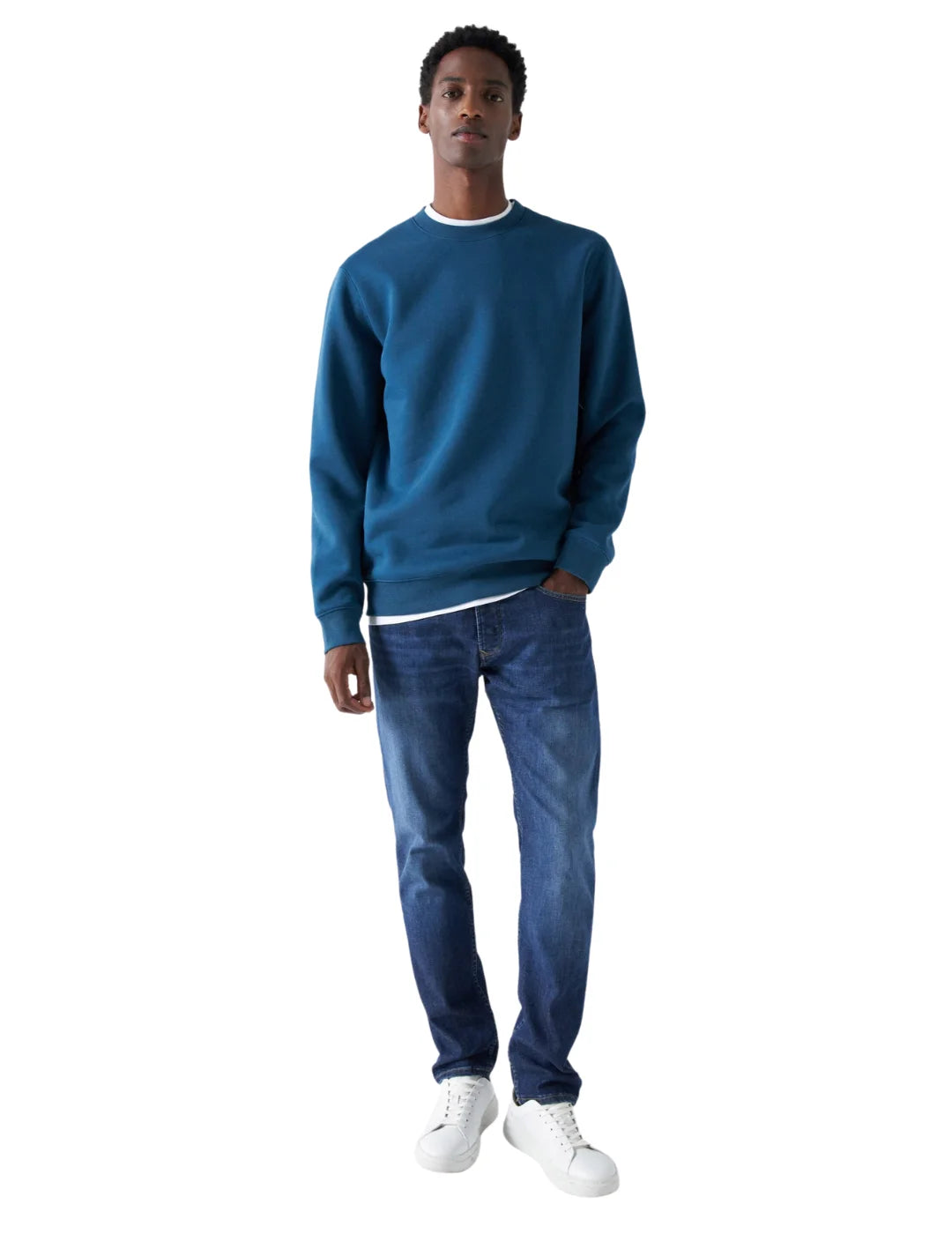 Sudadera Hombre Salsa Detalle Acolchado Azul | Bicos de Fío