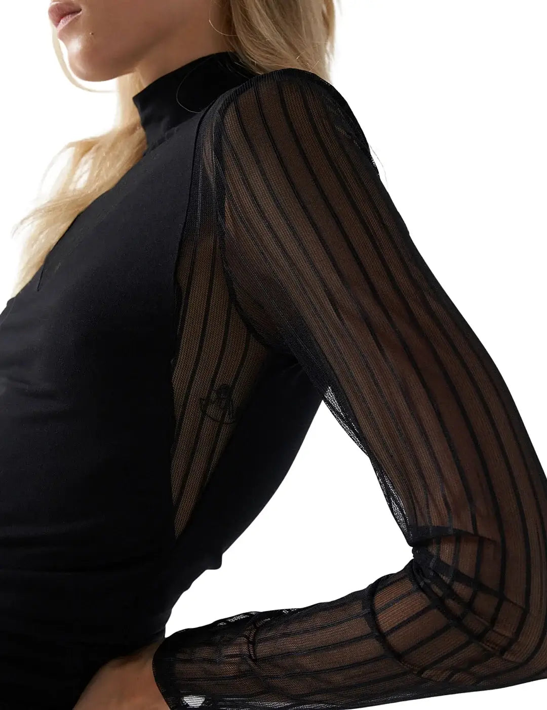 Top Cuello Alto Mujer Gasa Salsa Negro | Bicos de Fío