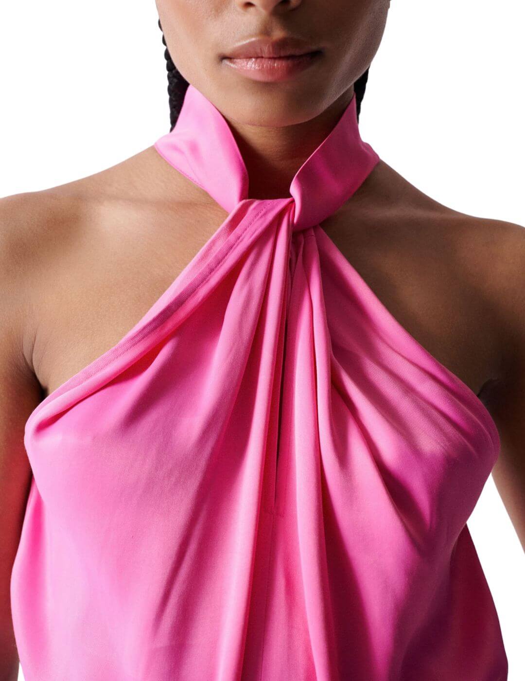 Top fucsia con nudo en cuello Salsa | Bicos de Fío