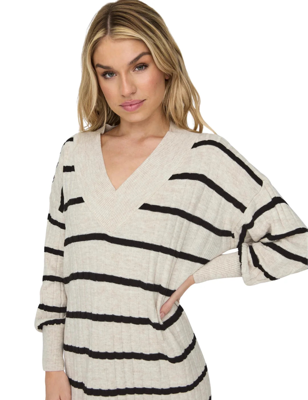 Vestido Midi Punto Only Beige | Bicos de Fío