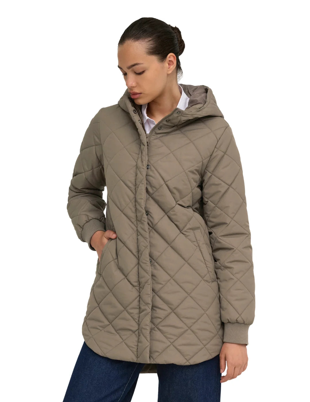 Abrigo Acolchado ONLY Juliet Marrón Walnut | Bicos de Fío
