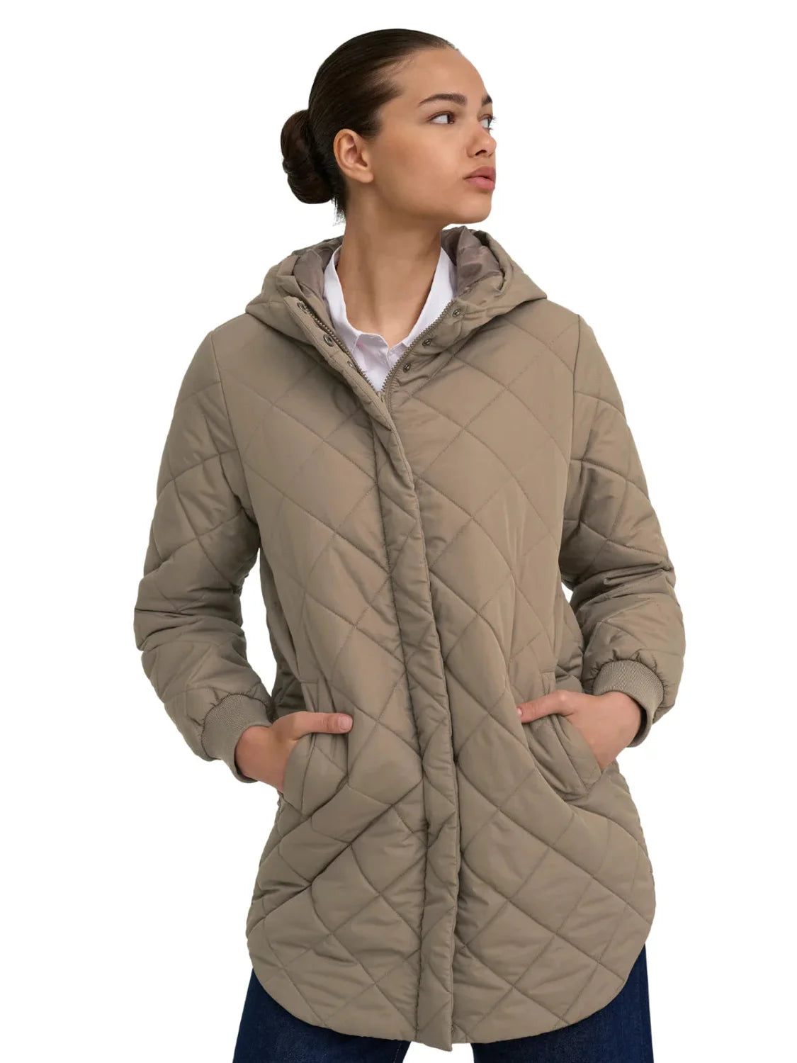 Abrigo Acolchado ONLY Juliet Marrón Walnut | Bicos de Fío