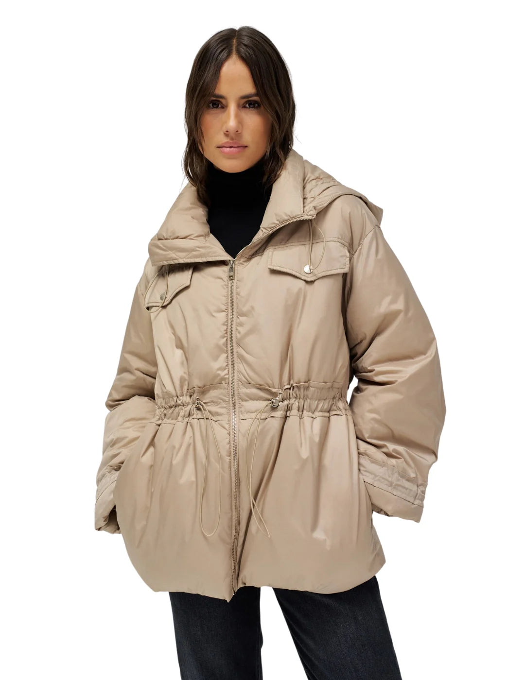 Chaqueta Acolchada Elástico Salsa Jeans Beige | Bicos de Fío