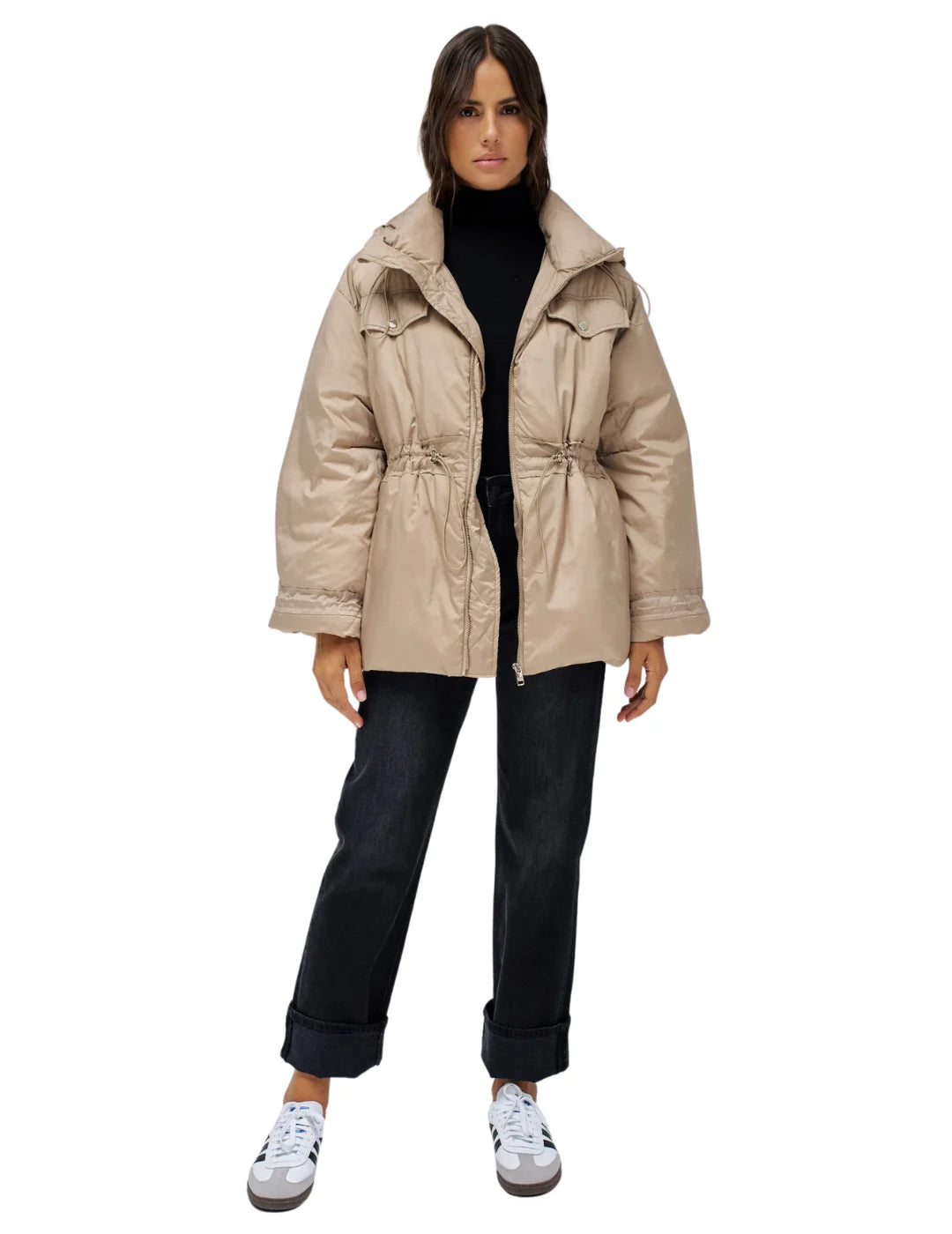 Chaqueta Acolchada Elástico Salsa Jeans Beige | Bicos de Fío