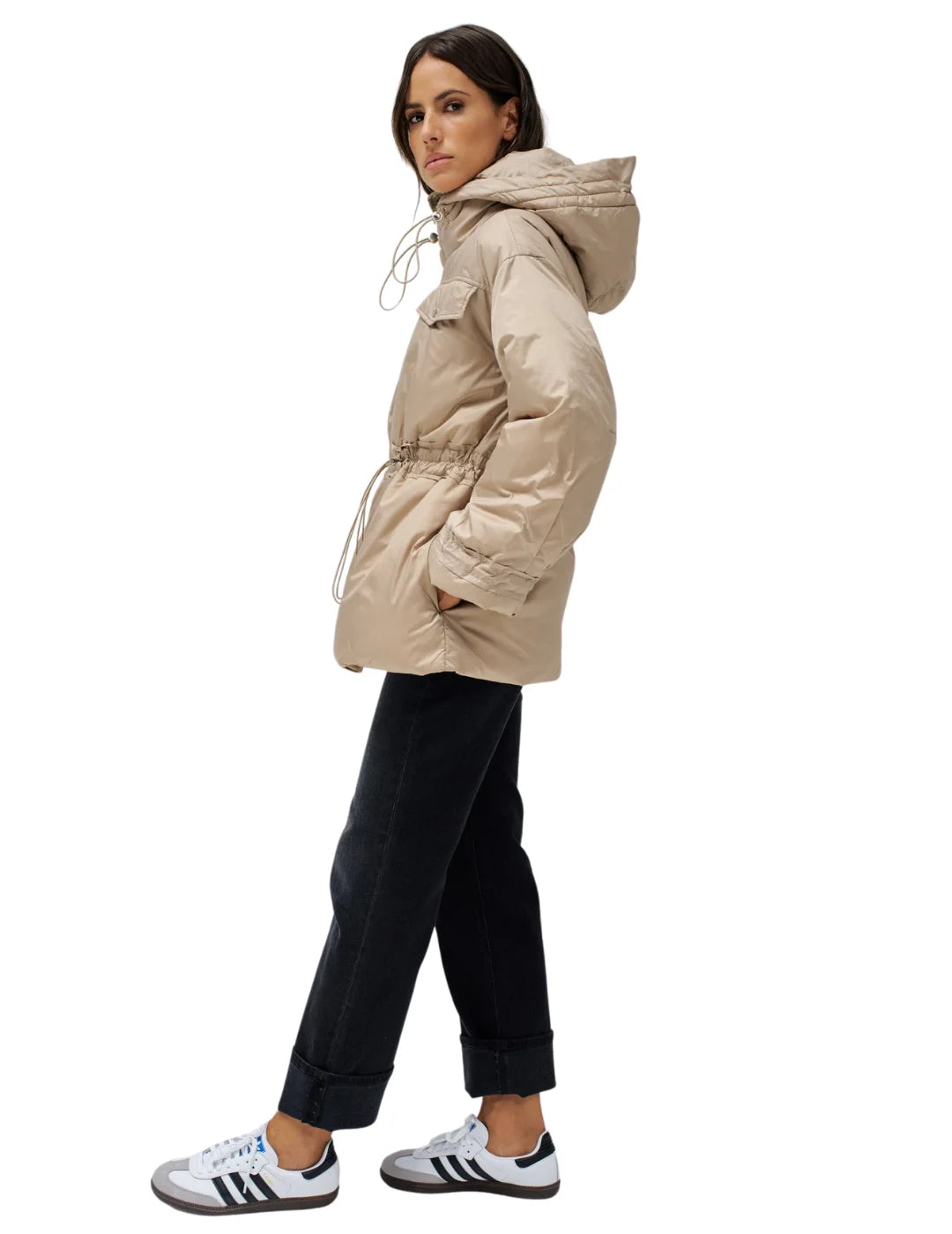 Chaqueta Acolchada Elástico Salsa Jeans Beige | Bicos de Fío