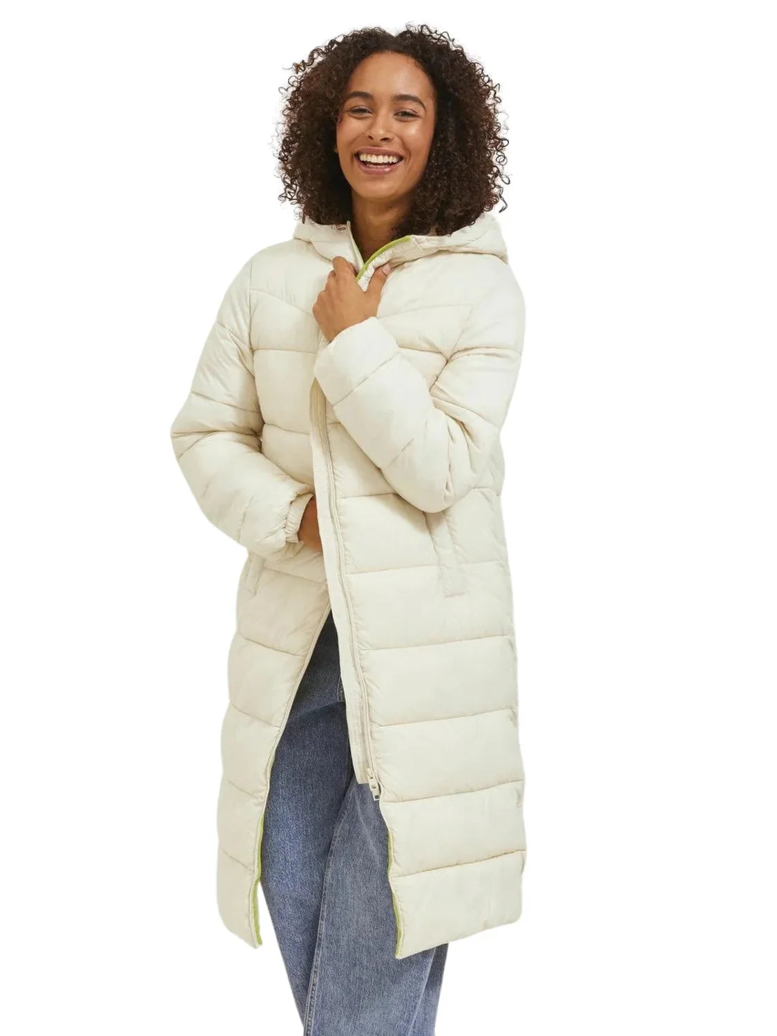 Chaqueta Larga Acolchada JJXX Nora Blanco | Bicos de Fío